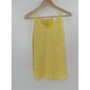 NWT LOFT Women’s Yellow Floral Chiffon Strappy Sleeveless Blouse Boho Sz XS‎